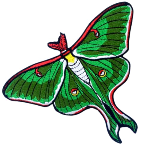 Luna Moth Actias Aufnäher mit süßem grünen Insekten, bestickt von GK