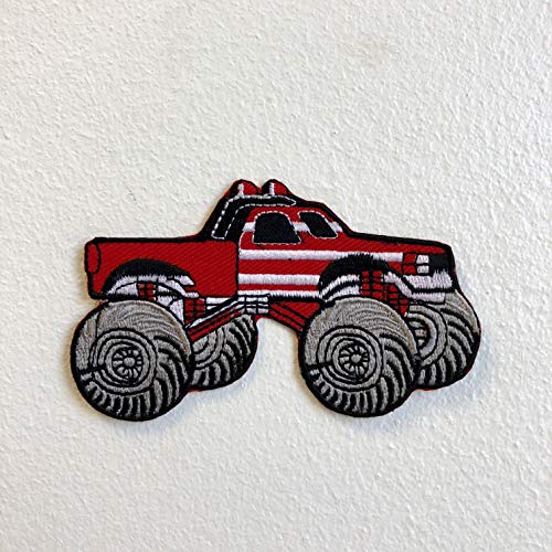 Monster Truck Toy American Red Iron on Sew on Embroidered Patch von GK