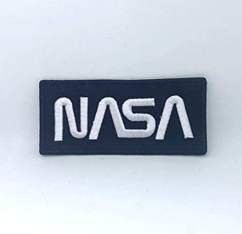 NASA Space Agency Aufnäher/Bügelbild, bestickt, Weiß auf Schwarz von GK