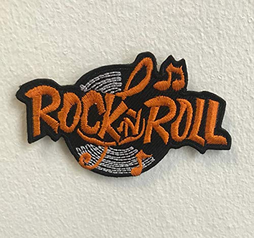 Rock n Roll Musik-Kunst-Abzeichen zum Aufbügeln oder Aufnähen, Orange von GK