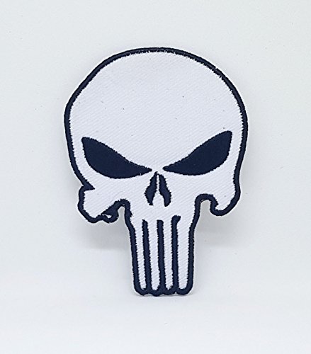 The Punisher White Skull Aufnäher zum Aufbügeln oder Aufnähen, bestickt von Homry