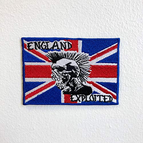 Union Jack England Exploited Skull Iron Sew on Embroidered Patch von GK