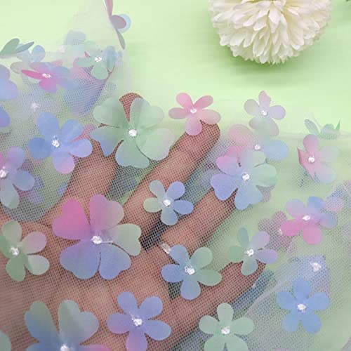 1 yards 3D Aufkleber Tüll Spitze Farbverlauf Blume Kinderkleidung Party Dekoration DIY Regenbogen Stoff Hochzeit Blumendekoration-A 1 yards 3D Aufkleber Tüll Spitze Farbverlauf Blume Kinderkleidung Party Dekoration DIY Regenbogen Stoff Hochzeit Blumendekoration-A von GKANDI