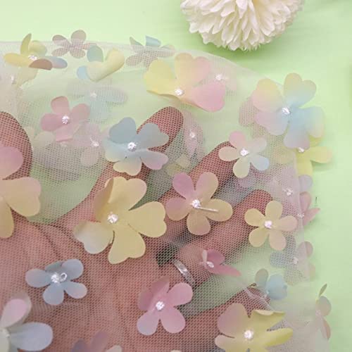 1 yards 3D Aufkleber Tüll Spitze Farbverlauf Blume Kinderkleidung Party Dekoration DIY Regenbogen Stoff Hochzeit Blumendekoration-B 1 yards 3D Aufkleber Tüll Spitze Farbverlauf Blume Kinderkleidung Party Dekoration DIY Regenbogen Stoff Hochzeit Blumendekoration-B von GKANDI