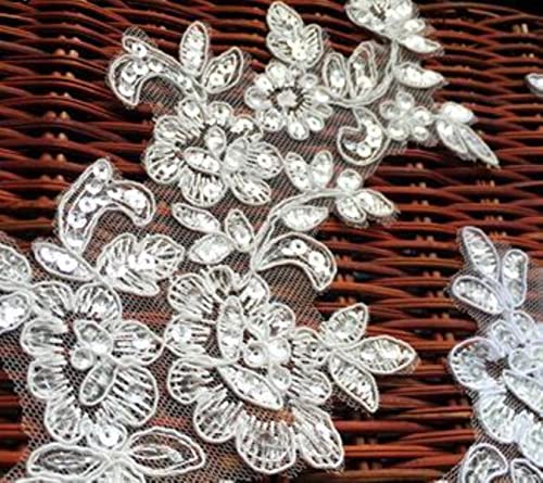 10 Stück/Los 3D Lace Patch Brautkleid Applikation Kleidung DIY Braut Haarschmuck weiß schwarz rot Spitze Stoff 6 Paar A-112-Off White Pailletten 10 Stück/Los 3D Lace Patch Brautkleid Applikation Kleidung DIY Braut Haarschmuck weiß schwarz rot Spitze Stoff 6 Paar A-112-Off White Pailletten von GKANDI
