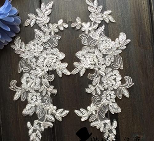 10 Stück/Los 3D Lace Patch Hochzeitskleid Applikation Kleidung DIY Braut Haarschmuck weiß schwarz rot Spitze Stoff 6 Paar A-112-Off White Silver 10 Stück/Los 3D Lace Patch Hochzeitskleid Applikation Kleidung DIY Braut Haarschmuck weiß schwarz rot Spitze Stoff 6 Paar A-112-Off White Silver von GKANDI