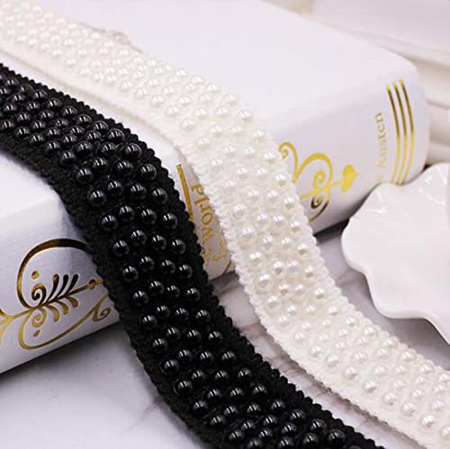 10 Yards Handarbeit Elfenbein Schwarz Perlen Spitze Perle Mesh Band Borte Applikation Nähzubehör Handwerk Für Kleidung Hochzeitskleid-weiß,M 10 Yards Handarbeit Elfenbein Schwarz Perlen Spitze Perle Mesh Band Borte Applikation Nähzubehör Handwerk Für Kleidung Hochzeitskleid-weiß,M von GKANDI