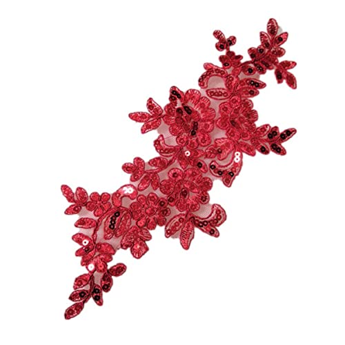 11*26 CM kostüm hochzeit mode weiße pailletten stickerei spitze blume applique kleidung diy kleidungszubehör ZA84-rot von GKANDI