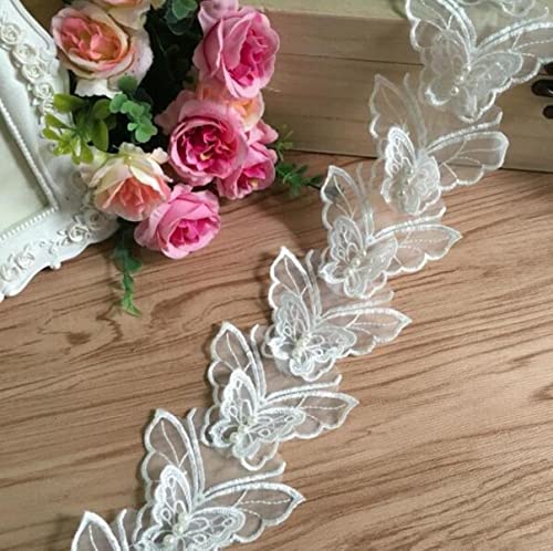 15 Stück/Lot8*5cm Elfenbein DIY Stereo Double Layer Schmetterling Stickerei Spitze Stoff Applikation Patch Kleidung Dekoration-Standard von GKANDI