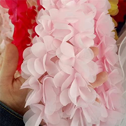 2 Meter/Los Exquisite Chiffon Blütenblätter Spitzenbesatz Kleidung Haarschmuck Spitze Stoff DIY Schuhe Material Breite 5,5 CM-Hellrosa von GKANDI