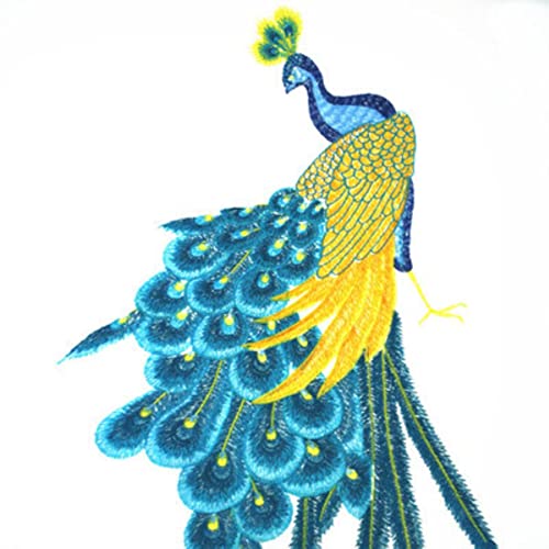 2 Stück Pfau Stickerei Spitze Patch Paillette Spitze Stoff Applikation DIY Kleidung Cheongsam Hochzeitskleid Dekoration Großhandel-Blau von GKANDI