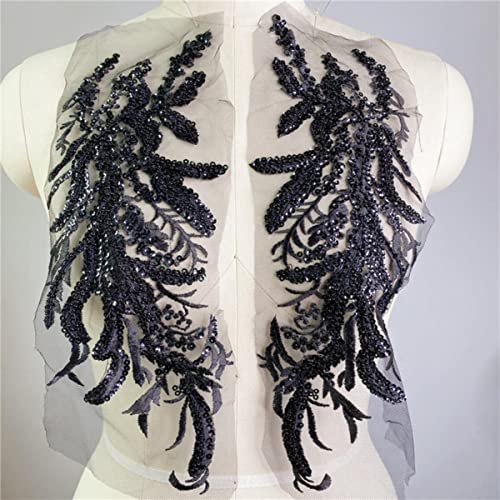 2 Teile/los Pailletten Perlenstickerei Blume Spitze Patch Applikation Tanzkleidung Hochzeit Abendkleid Vorderbrust Paste DIY Dekoriert-Schwarze Seilperle 2 Teile/los Pailletten Perlenstickerei Blume Spitze Patch Applikation Tanzkleidung Hochzeit Abendkleid Vorderbrust Paste DIY Dekoriert-Schwarze Seilperle von GKANDI