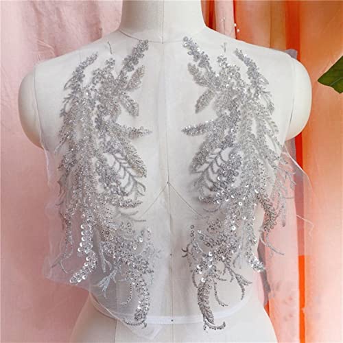 2 Teile/los Pailletten Perlenstickerei Blume Spitze Patch Applique Tanzkleidung Hochzeit Abendkleid Vorderbrust Paste DIY Dekoriert-Silber 2 Teile/los Pailletten Perlenstickerei Blume Spitze Patch Applique Tanzkleidung Hochzeit Abendkleid Vorderbrust Paste DIY Dekoriert-Silber von GKANDI