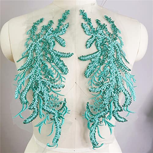 2 Teile/los Pailletten Perlenstickerei Blume Spitze Patch Applique Tanzkleidung Hochzeit Abendkleid Vorderseite Brust Paste DIY Dekoriert-Grün 2 Teile/los Pailletten Perlenstickerei Blume Spitze Patch Applique Tanzkleidung Hochzeit Abendkleid Vorderseite Brust Paste DIY Dekoriert-Grün von GKANDI