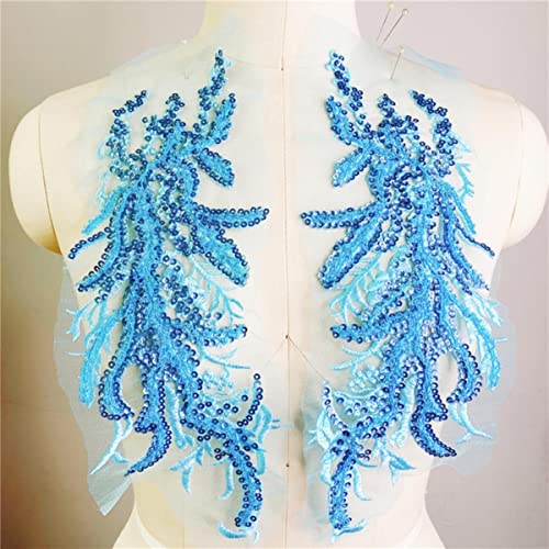 2 Teile / los Pailletten Perlenstickerei Blume Spitze Patch Applikation Tanzkleidung Hochzeit Abendkleid Vorderbrust Paste DIY Dekoriert-Blau 2 Teile / los Pailletten Perlenstickerei Blume Spitze Patch Applikation Tanzkleidung Hochzeit Abendkleid Vorderbrust Paste DIY Dekoriert-Blau von GKANDI