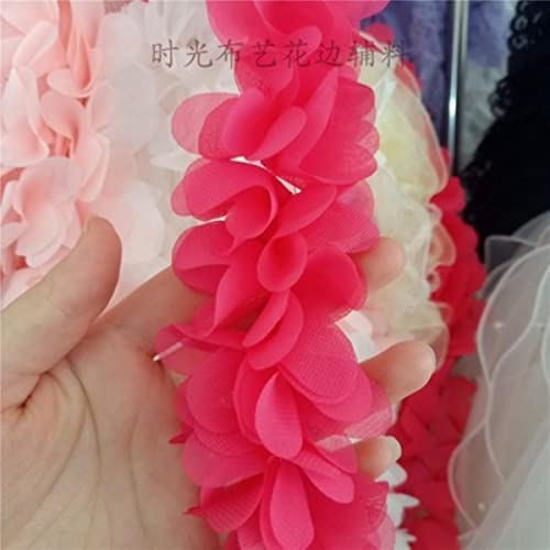 2Meter/lot Exquisite Chiffon Blütenblätter Spitzenbesatz Kleidung Haarschmuck Spitze Stoff DIY Schuhe Material Breite 5,5 CM-Rose von GKANDI