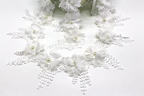3 Yard/Lot DIY Stereo Organza Stickerei Spitzenbesatz Patch Quaste Fransen Kleidung Stoff 3D Perlenstickerei Blume Hochzeitskleid Applikation-Off White 3 Yard/Lot DIY Stereo Organza Stickerei Spitzenbesatz Patch Quaste Fransen Kleidung Stoff 3D Perlenstickerei Blume Hochzeitskleid Applikation-Off White von GKANDI