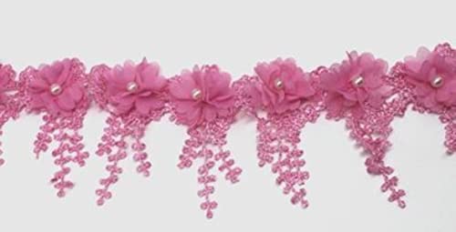 3 Yard/Lot DIY Stereo Organza Stickerei Spitzenbesatz Patch Quaste Fransen Kleidung Stoff 3D Perlenstickerei Blume Hochzeitskleid Applikation-Rosa 3 Yard/Lot DIY Stereo Organza Stickerei Spitzenbesatz Patch Quaste Fransen Kleidung Stoff 3D Perlenstickerei Blume Hochzeitskleid Applikation-Rosa von GKANDI