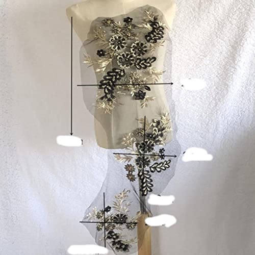 3-teiliges Set, große schwarze Stickerei, perlenbesetzte Spitzenapplikationen für Hochzeitskleider, gestickte Blumenaufnäher für Kleidung, große Parches, 3-teilig in einem Set 3-teiliges Set, große schwarze Stickerei, perlenbesetzte Spitzenapplikationen für Hochzeitskleider, gestickte Blumenaufnäher für Kleidung, große Parches, 3-teilig in einem Set von GKANDI