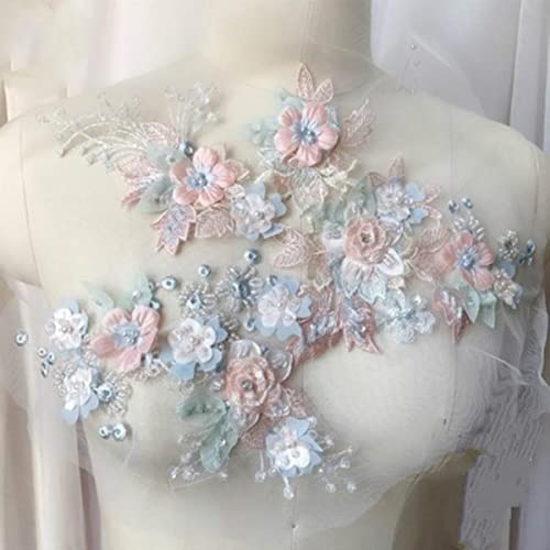 3D handgemachte Perlen Farbe bestickte Spitze Patch Hochzeitskleid Abendkleid Schmuck Kleidung Blume Applikation-Hellblau groß 3D handgemachte Perlen Farbe bestickte Spitze Patch Hochzeitskleid Abendkleid Schmuck Kleidung Blume Applikation-Hellblau groß von GKANDI