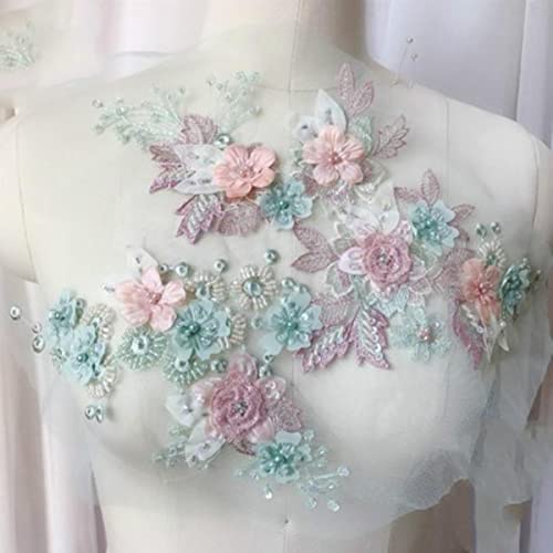 3D handgemachte Perlen Farbe bestickte Spitze Patch Hochzeitskleid Abendkleid Schmuck Kleidung Blume Applikation-Rosa grün groß 3D handgemachte Perlen Farbe bestickte Spitze Patch Hochzeitskleid Abendkleid Schmuck Kleidung Blume Applikation-Rosa grün groß von GKANDI