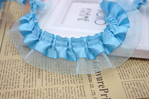 4 cm breit, plissiert, Organza-Spitzenapplikation, zwei Schichten, gekräuselt, Satinband, Kragen, Ausschnitt, Rand, Rüschenbesatz, DIY-Nähen, Kleidung, Dekor, blau 4 cm breit, plissiert, Organza-Spitzenapplikation, zwei Schichten, gekräuselt, Satinband, Kragen, Ausschnitt, Rand, Rüschenbesatz, DIY-Nähen, Kleidung, Dekor, blau von GKANDI