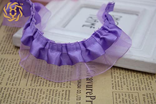 4 cm breit, plissiert, Organza-Spitzenapplikation, zwei Schichten, gekräuselt, Satinband, Kragen, Ausschnitt, Rand, Rüschenbesatz, DIY-Nähen, Kleidung, Dekor, lila 4 cm breit, plissiert, Organza-Spitzenapplikation, zwei Schichten, gekräuselt, Satinband, Kragen, Ausschnitt, Rand, Rüschenbesatz, DIY-Nähen, Kleidung, Dekor, lila von GKANDI