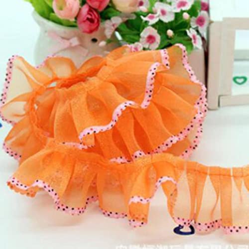 40 Yards 4 cm Breite Plissee-Stoff-Spitze-Rand-Ordnungs-Band-handgemachte Hochzeits-Kleid-Kleidung-Brautnäh-Handwerks-Dekoration-rotes Gold-Orange 40 Yards 4 cm Breite Plissee-Stoff-Spitze-Rand-Ordnungs-Band-handgemachte Hochzeits-Kleid-Kleidung-Brautnäh-Handwerks-Dekoration-rotes Gold-Orange von GKANDI