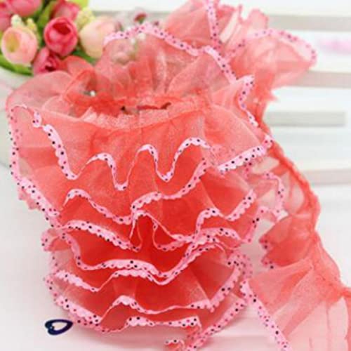 40Yards 4cm Breite Plissee Stoff Spitzenrand Trim Band Handgemachte Hochzeitskleid Kleidung Braut Nähen Handwerk Dekoration Rot Golden-watermelon red 40Yards 4cm Breite Plissee Stoff Spitzenrand Trim Band Handgemachte Hochzeitskleid Kleidung Braut Nähen Handwerk Dekoration Rot Golden-watermelon red von GKANDI