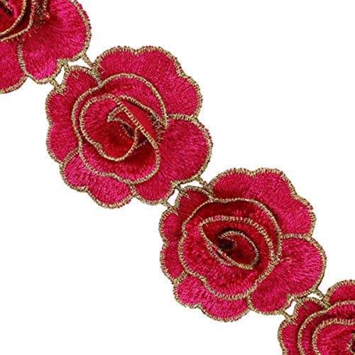 5 Jahre Exquisite Stickerei 3D-Blumenapplikationen Stoff Spitzenbesatz Kordel Reparatur Trimmen DIY Nähen für Kleid Kleidung dekoriert T2719-Rose Karmin 5 Jahre Exquisite Stickerei 3D-Blumenapplikationen Stoff Spitzenbesatz Kordel Reparatur Trimmen DIY Nähen für Kleid Kleidung dekoriert T2719-Rose Karmin von GKANDI