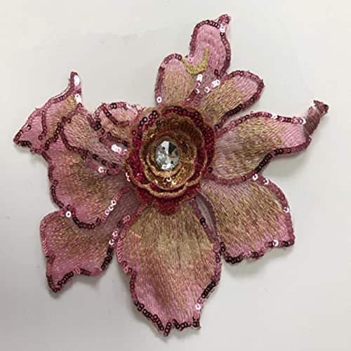 5 Stücke 3d Blume Pailletten Patches Kristall Stickerei Afrikanische Spitze Applique Nähen Auf Kleidung Hochzeit Tanzkleid Decor Patch Diy-pink 5 Stücke 3d Blume Pailletten Patches Kristall Stickerei Afrikanische Spitze Applique Nähen Auf Kleidung Hochzeit Tanzkleid Decor Patch Diy-pink von GKANDI