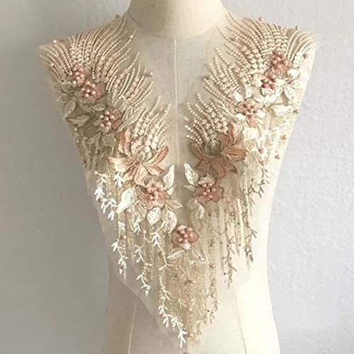 55 * 28 CM Spitze wulstige Stickerei-Mieder-Flecken, Kleiderapplikationen mit 3D-Strasssteinen in Blumen, V-Ausschnitt zum Annähen für Hochzeitskleid-06 55 * 28 CM Spitze wulstige Stickerei-Mieder-Flecken, Kleiderapplikationen mit 3D-Strasssteinen in Blumen, V-Ausschnitt zum Annähen für Hochzeitskleid-06 von GKANDI