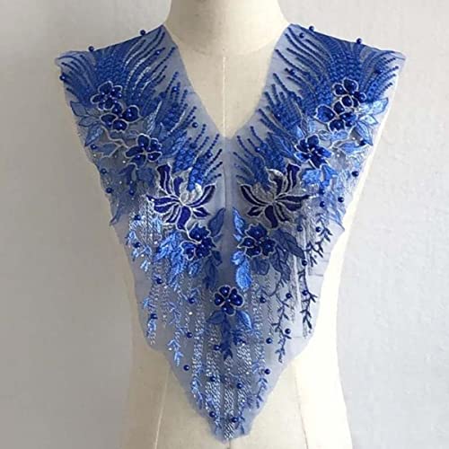 55 * 28 CM Spitze wulstige Stickerei Miederflecken, Kleiderapplikationen mit 3D-Strasssteinen in Blumen, V-Ausschnitt zum Annähen für Hochzeitskleid-02 55 * 28 CM Spitze wulstige Stickerei Miederflecken, Kleiderapplikationen mit 3D-Strasssteinen in Blumen, V-Ausschnitt zum Annähen für Hochzeitskleid-02 von GKANDI