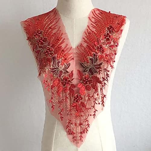 55 * 28 CM Spitze wulstige Stickerei Miederflecken, Kleiderapplikationen mit 3D-Strasssteinen in Blumen, V-Ausschnitt zum Annähen für Hochzeitskleid-05 55 * 28 CM Spitze wulstige Stickerei Miederflecken, Kleiderapplikationen mit 3D-Strasssteinen in Blumen, V-Ausschnitt zum Annähen für Hochzeitskleid-05 von GKANDI