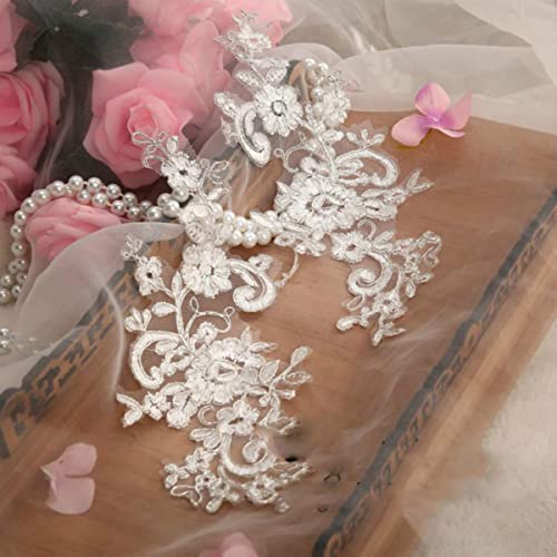 6 Stück / Los Kleidung DIY Zubehör Spitzenbesatz Applikation Stickmaterial Beige Weiße Blumenapplikation 10 cm breit.-Beige weiß 6 Stück / Los Kleidung DIY Zubehör Spitzenbesatz Applikation Stickmaterial Beige Weiße Blumenapplikation 10 cm breit.-Beige weiß von GKANDI