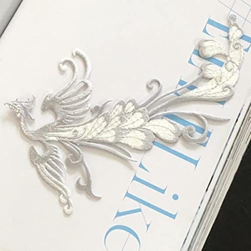 Ancient Phoenix Stickerei Tuch Aufkleber Paar Spitze Patch Kleidung Kleid Dekoration Rückseite Kleber Handbuch DIY-1 Grau Rechts von GKANDI