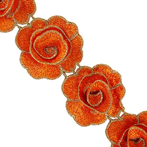 Jahre Exquisite Stickerei 3D-Blumenapplikationen Stoff Spitzenbesatz Kordel Reparatur Trimmen DIY Nähen für Kleid Kleidung dekoriert T2719-Orange Jahre Exquisite Stickerei 3D-Blumenapplikationen Stoff Spitzenbesatz Kordel Reparatur Trimmen DIY Nähen für Kleid Kleidung dekoriert T2719-Orange von GKANDI