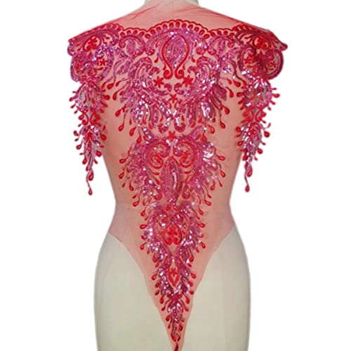 Pailletten-Perlen, französische nigerianische Spitze, Stoffaufnäher zum Aufnähen, dekorative Strassapplikationen für Hochzeitskleidung, Kleiderdekorationen, rot von GKANDI