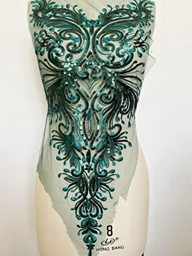 Rot / Blau / Gold / Lila / Grün Pailletten-Stickerei Spitzenbesatz Patches Applikation für Kleid Kleidung Zubehör-Grün Rot / Blau / Gold / Lila / Grün Pailletten-Stickerei Spitzenbesatz Patches Applikation für Kleid Kleidung Zubehör-Grün von GKANDI