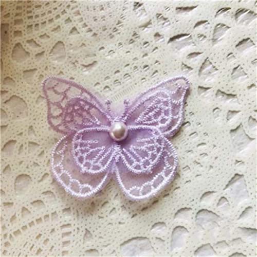 Schmetterlings-Spitzenapplikationen, 10 Stück, perlenbesetzte Organza-Stickerei-Aufnäher für Kleidung, Rock, Tasche, Pullover, 5 x 6 cm, L14F23-lila Schmetterlings-Spitzenapplikationen, 10 Stück, perlenbesetzte Organza-Stickerei-Aufnäher für Kleidung, Rock, Tasche, Pullover, 5 x 6 cm, L14F23-lila von GKANDI