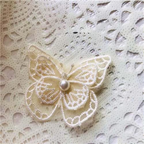 Schmetterlings-Spitzenapplikationen, 10 Stück, perlenbesetzte Organza-Stickerei-Patches für Kleidung, Rock, Tasche, Pullover, 5 x 6 cm, L14F23-Apricot Schmetterlings-Spitzenapplikationen, 10 Stück, perlenbesetzte Organza-Stickerei-Patches für Kleidung, Rock, Tasche, Pullover, 5 x 6 cm, L14F23-Apricot von GKANDI