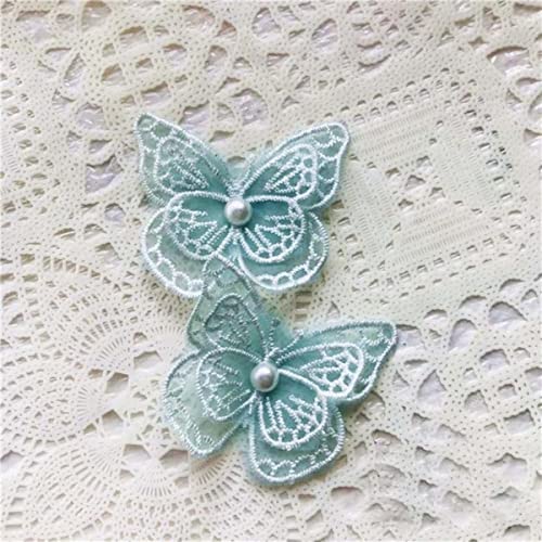 Schmetterlings-Spitzenapplikationen, 10 Stück, perlenbesetzte Organza-Stickerei-Patches für Kleidung, Rock, Tasche, Pullover, 5 x 6 cm, L14F23-mintgrün Schmetterlings-Spitzenapplikationen, 10 Stück, perlenbesetzte Organza-Stickerei-Patches für Kleidung, Rock, Tasche, Pullover, 5 x 6 cm, L14F23-mintgrün von GKANDI