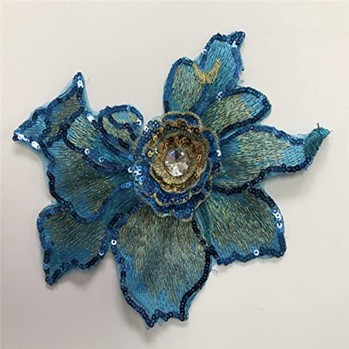 Stücke 3d Blume Pailletten Patches Kristall Stickerei Afrikanische Spitze Applique Nähen Auf Kleidung Hochzeit Tanzkleid Decor Patch Diy-blau Stücke 3d Blume Pailletten Patches Kristall Stickerei Afrikanische Spitze Applique Nähen Auf Kleidung Hochzeit Tanzkleid Decor Patch Diy-blau von GKANDI