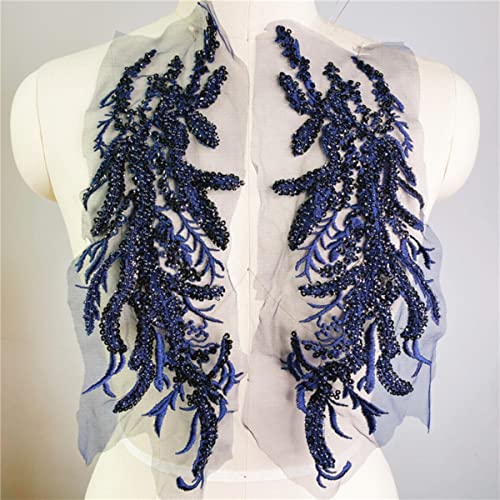 Teile/los Pailletten Perlen Stickerei Blume Spitze Patch Applikation Tanzkleidung Hochzeit Abendkleid Vorne Brust Paste DIY Dekoriert-Navy blau schwarz Sequ Teile/los Pailletten Perlen Stickerei Blume Spitze Patch Applikation Tanzkleidung Hochzeit Abendkleid Vorne Brust Paste DIY Dekoriert-Navy blau schwarz Sequ von GKANDI