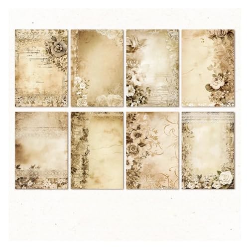 Retro-Clipboard-Aufkleber, 40 Blatt Vintage Floral Material Papier for Handbuch Dekoration Grundierung Sammelalbum(C) von GKIRQVPE