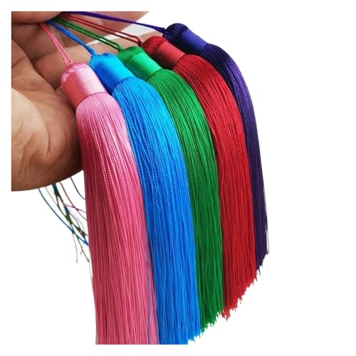 mit einem Schnur, Quaste Pack Von 4 Polyester 12cm Spike 15cm Seil Multicolor for DIY Handwerk Wohnkultur(Light Blue) von GKIRQVPE