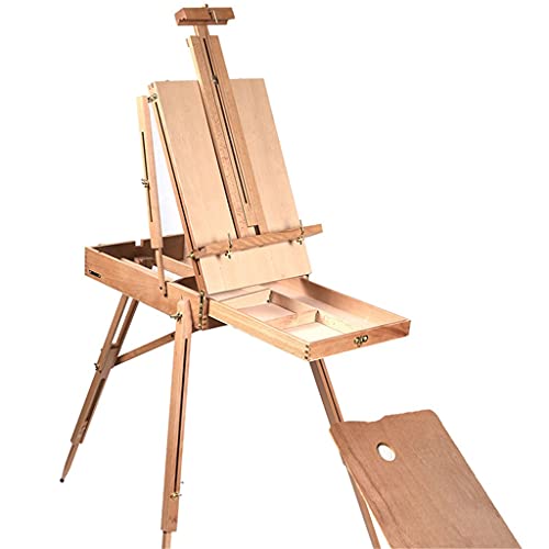 Display-Staffelei, Zeichenbrett, Holzstaffelei, tragbare, zusammenklappbare französische Tischstaffelei zum Zeichnen von Ölfarben, Skizzenbox, Stativ, Malstaff Display-Staffelei, Zeichenbrett, Holzstaffelei, tragbare, zusammenklappbare französische Tischstaffelei zum Zeichnen von Ölfarben, Skizzenbox, Stativ, Malstaff von GKJHTED