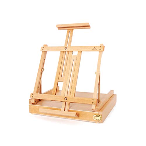 Display-Staffelei, Zeichenbrett, Tischstaffelei, tragbar, lackierter Buchenholzkoffer, mehrere Funktionen, 3527 von GKJHTED