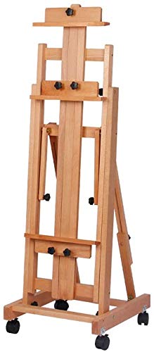 Holzbodenstaffelei mit Rädern Malständer Staffelei Multifunktions-Berufs-Studiostaffelei Indoor Canvas Ad Display Stand mit Rad, 3440 von GKJHTED