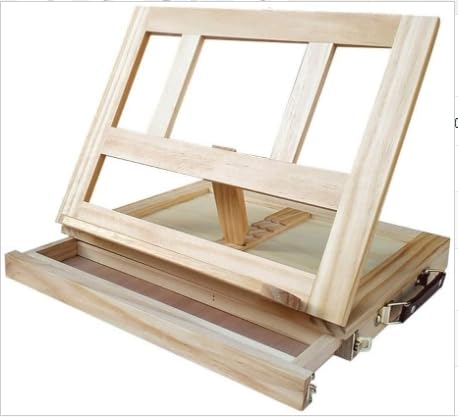 Staffelei Malstaffelei Künstlerkoffer Desktop-Staffelei Faltbare Tischstaffelei mit Aufbewahrungsschublade für Pinsel Farbe für Zuhause Outdoor Zeichentischstaf von GKJHTED